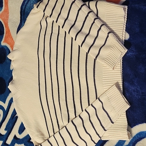Maeve Anthropologie Striped Cotton Blend Mock Neck Sweater/Pullover Size XL - Picture 5 of 8